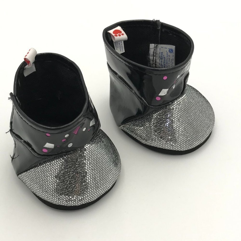 Build-A-Bear Boots Black and Silver